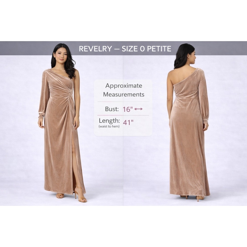 Revelry Velvet One Shoulder Maxi Dress Size 0 Petite Champagne Tan Bridesmaid‎
